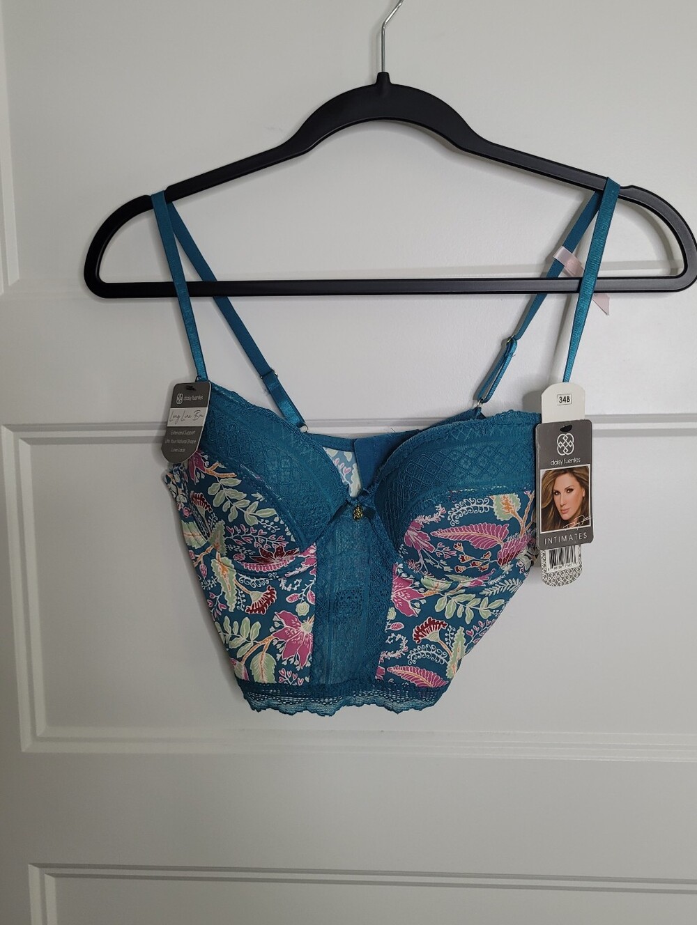 NWT Daisy Fuentes Luxe Lace Longline Push-Up Bra Size 34b